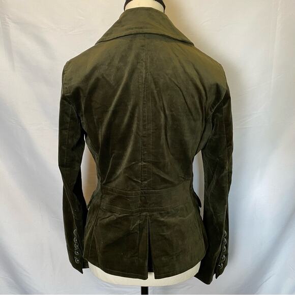 Talbots Women’s Blazer Medium Green Velvet Military Style Double Breasted Jacket - Picture 7 of 11